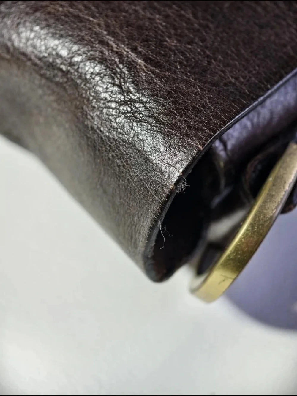 Mulberry Dark Brown Leather Messenger Bag with Brass Hardware